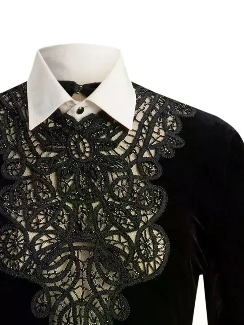Ralph Lauren Collection Fall 25 Missy Black Hand Beaded Velvet Long Sleeve Top - Picture 10 of 16